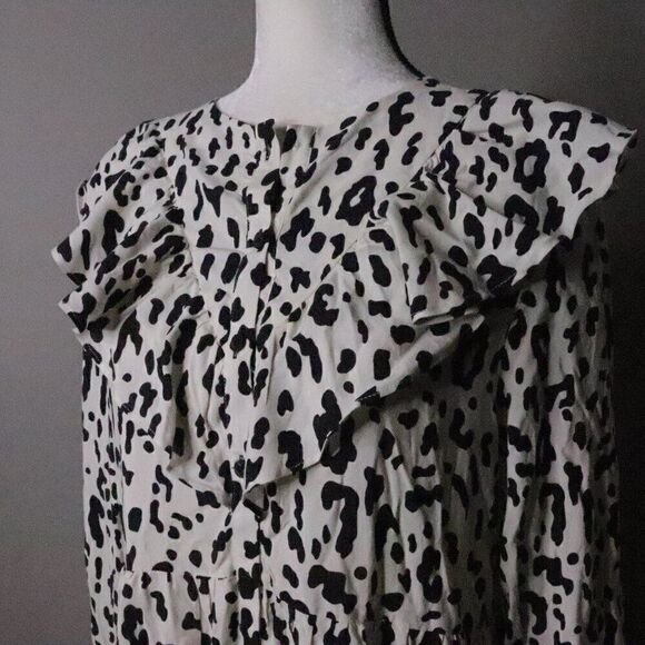 Zara | NWT Leopard Print Ruffled Mini Dress Medium - Picture 3 of 6
